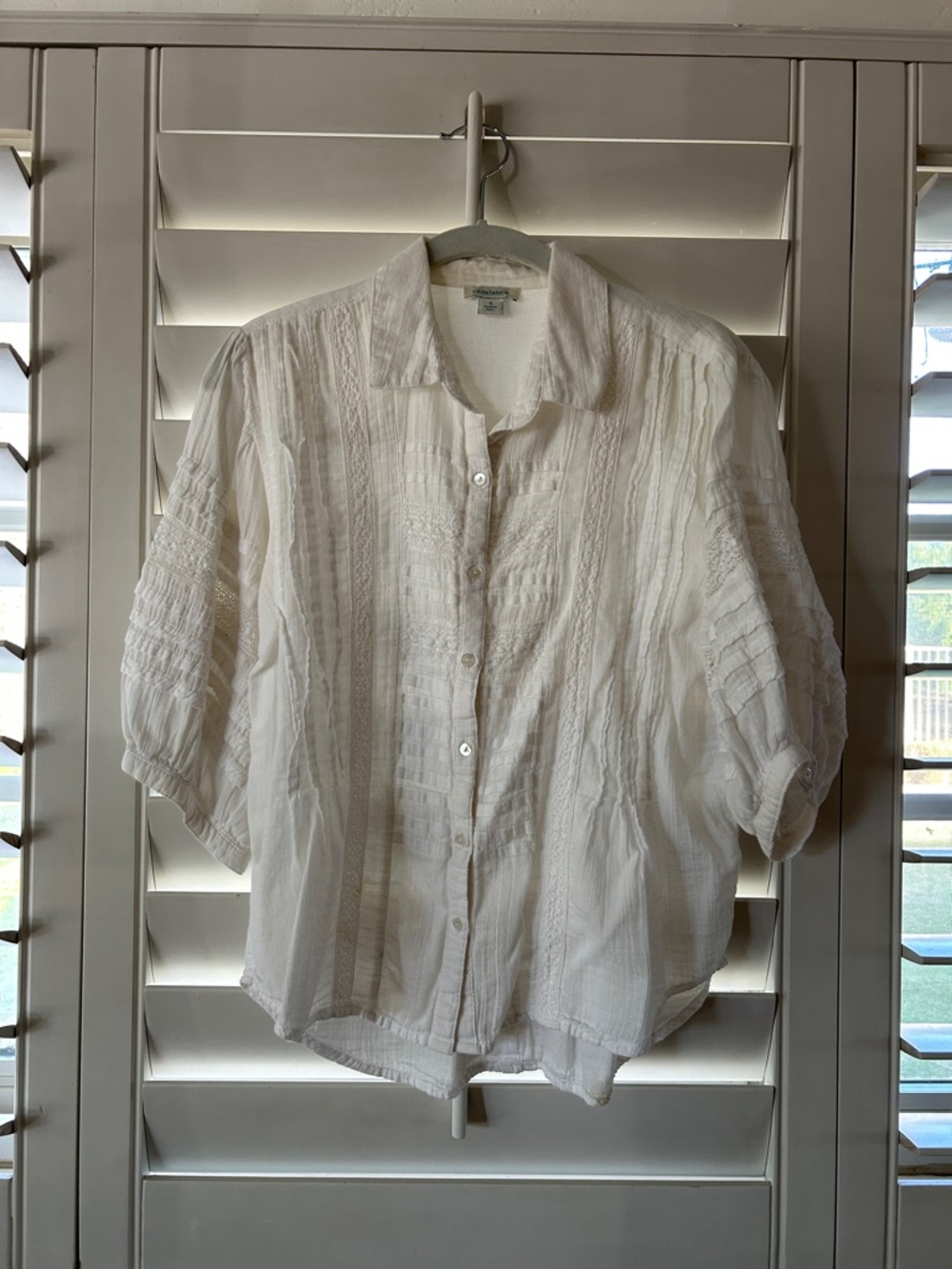 Sundance White Button-Up Cotton Blouse